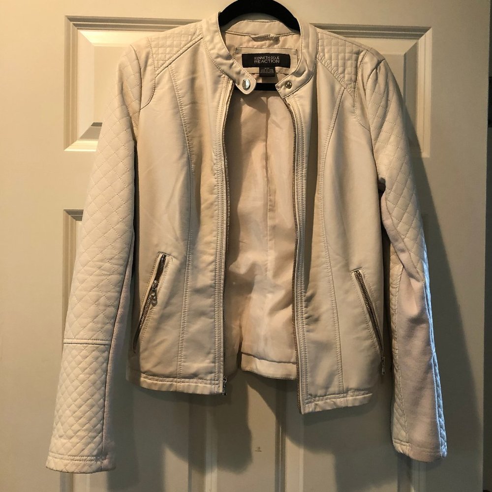 White Womens Faux Leather Jacket